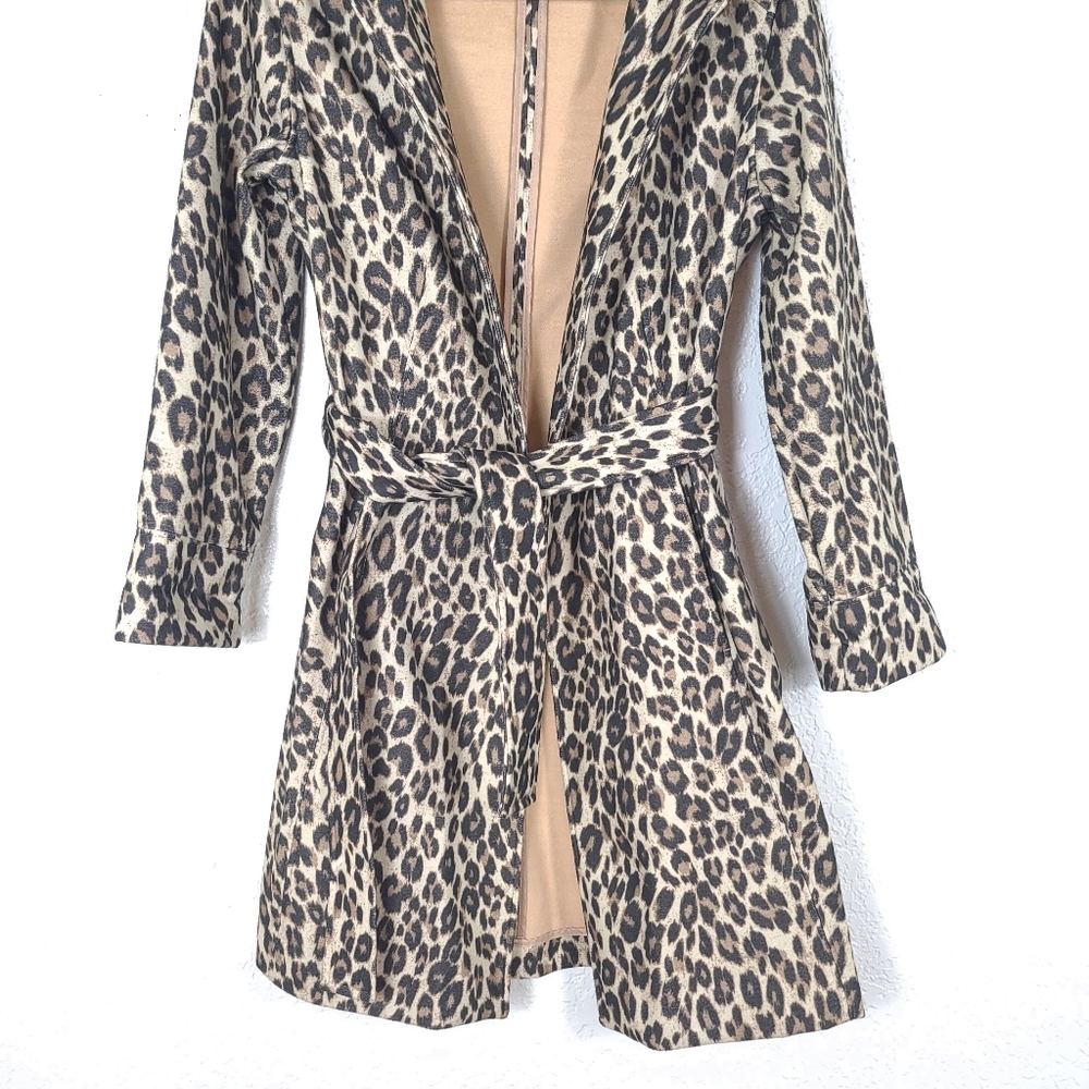 Chico’s Leopard Animal Print Belted Trench Coat – Fall Wrap Jacket – Small - Picture 4 of 12